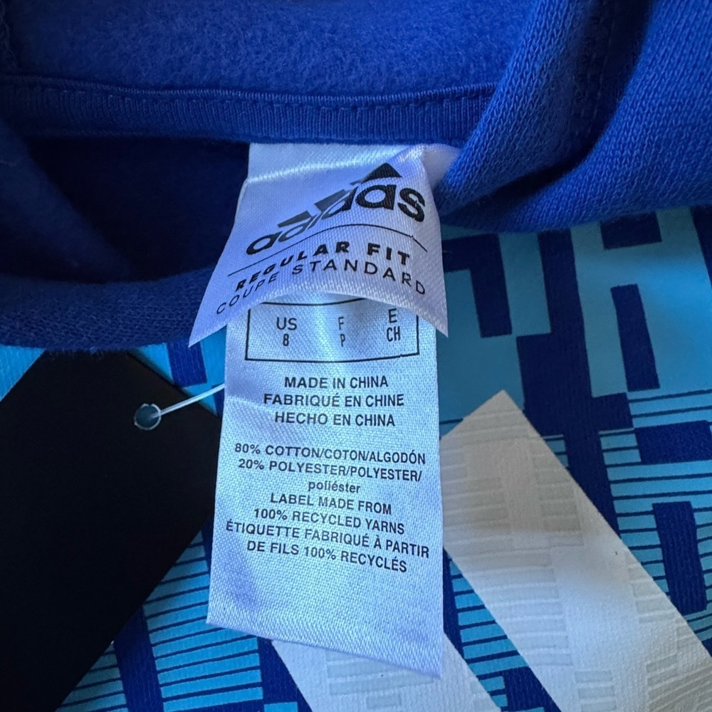 Adidas Size 8 (S) Kids Royal Blue Graphic Hoodie w/ Glow in the Dark Feature - Picture 4 of 6